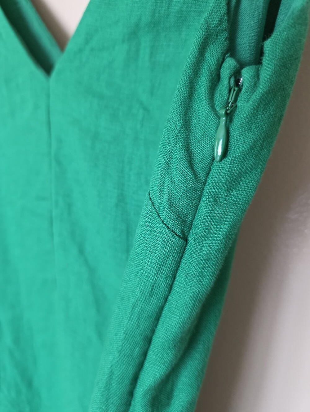J Crew Maxine 100% Linen Shift Dress XXSP Vibrant Kelly Green Euro Summer Preppy - Picture 4 of 12